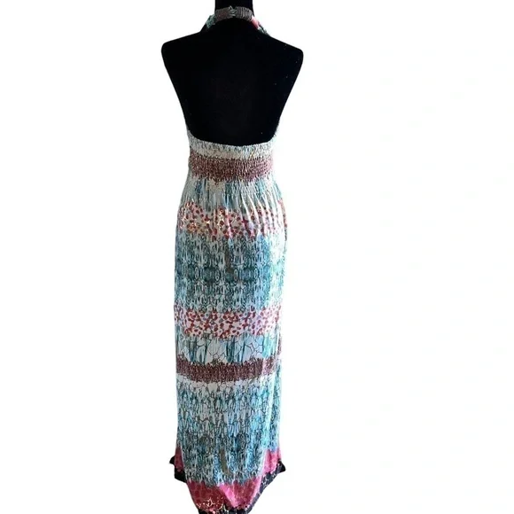 Shoreline Women’s Halter Multi-Color Maxi Dress Size L/XL - Picture 3 of 10